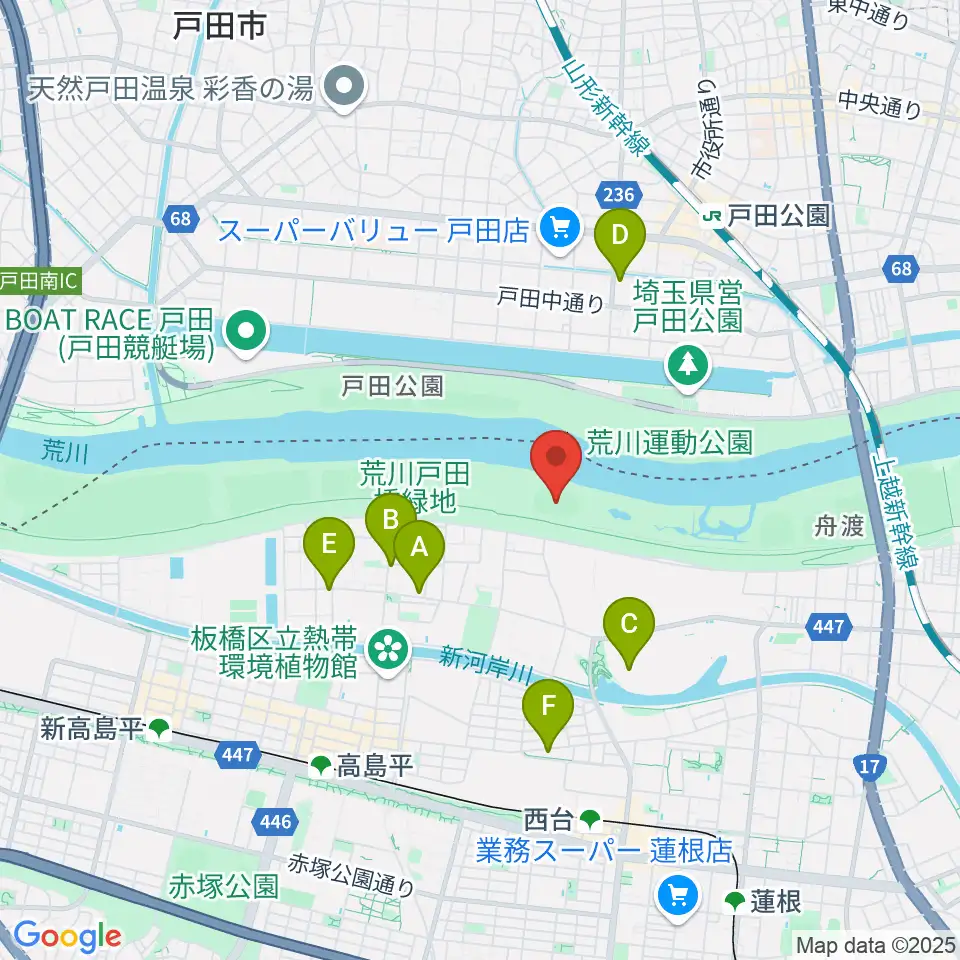 荒川戸田橋陸上競技場周辺のコンビニエンスストア一覧地図