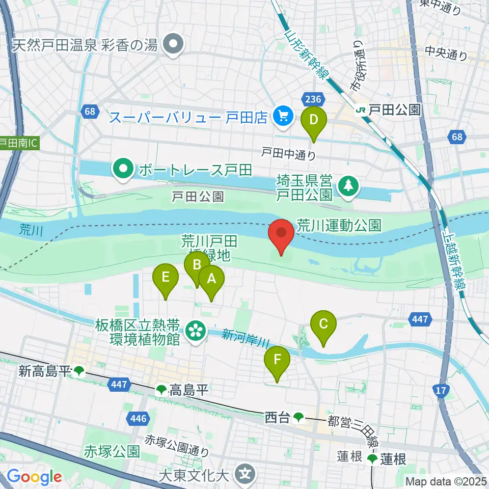 荒川戸田橋陸上競技場周辺のコンビニエンスストア一覧地図