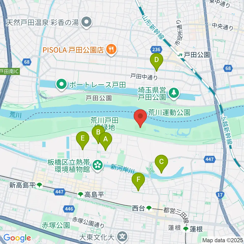荒川戸田橋陸上競技場周辺のコンビニエンスストア一覧地図