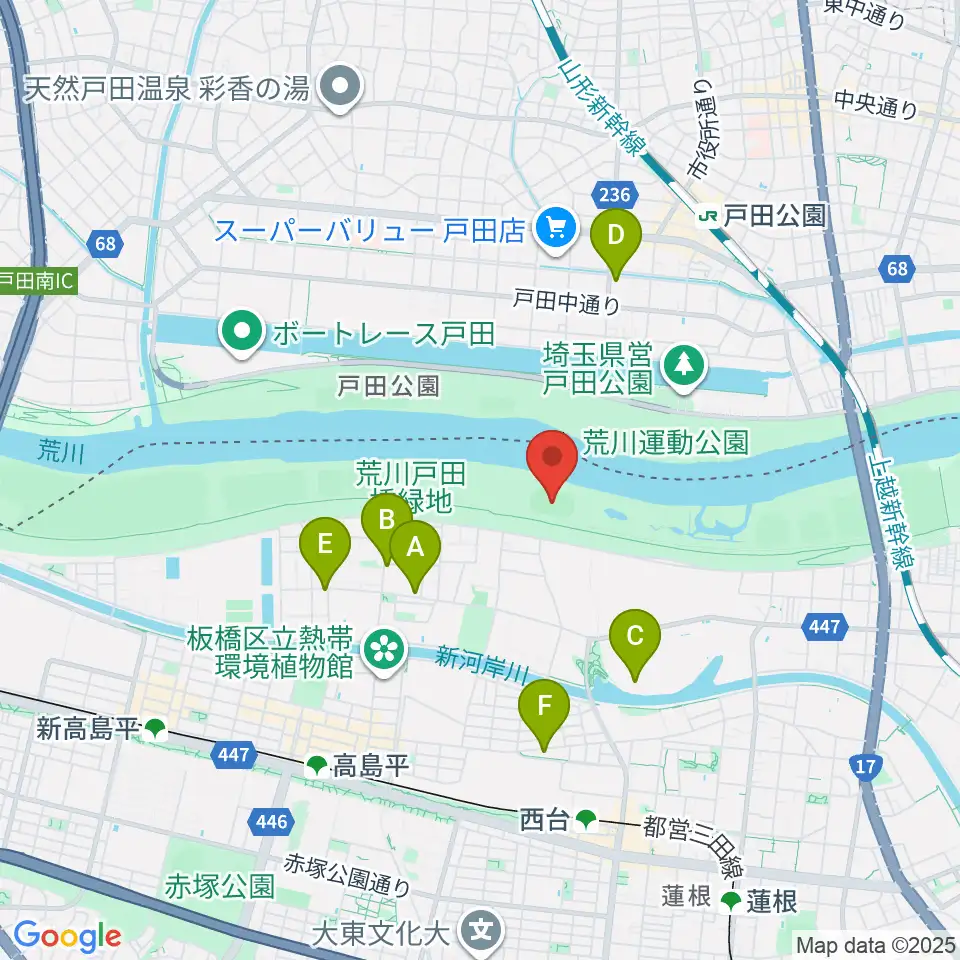 荒川戸田橋陸上競技場周辺のコンビニエンスストア一覧地図