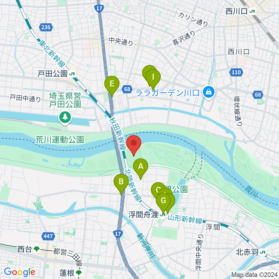 荒川戸田橋サッカー場周辺のコンビニエンスストア一覧地図