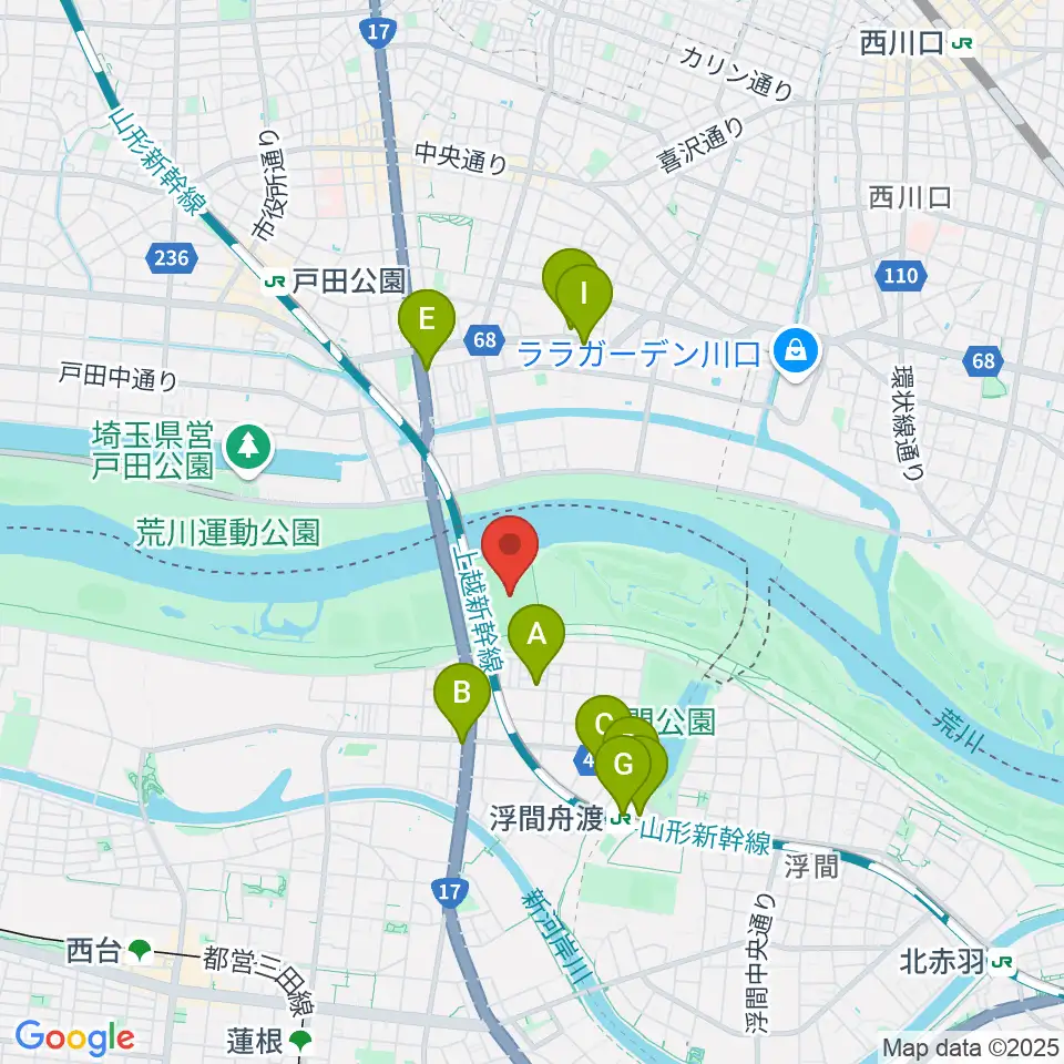 荒川戸田橋サッカー場周辺のコンビニエンスストア一覧地図