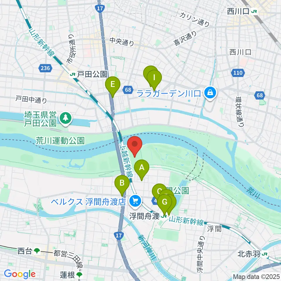 荒川戸田橋サッカー場周辺のコンビニエンスストア一覧地図