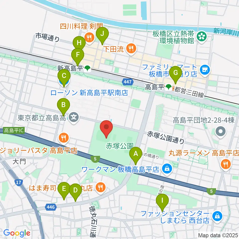 赤塚公園野球場周辺のコンビニエンスストア一覧地図