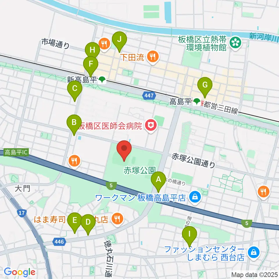 赤塚公園野球場周辺のコンビニエンスストア一覧地図