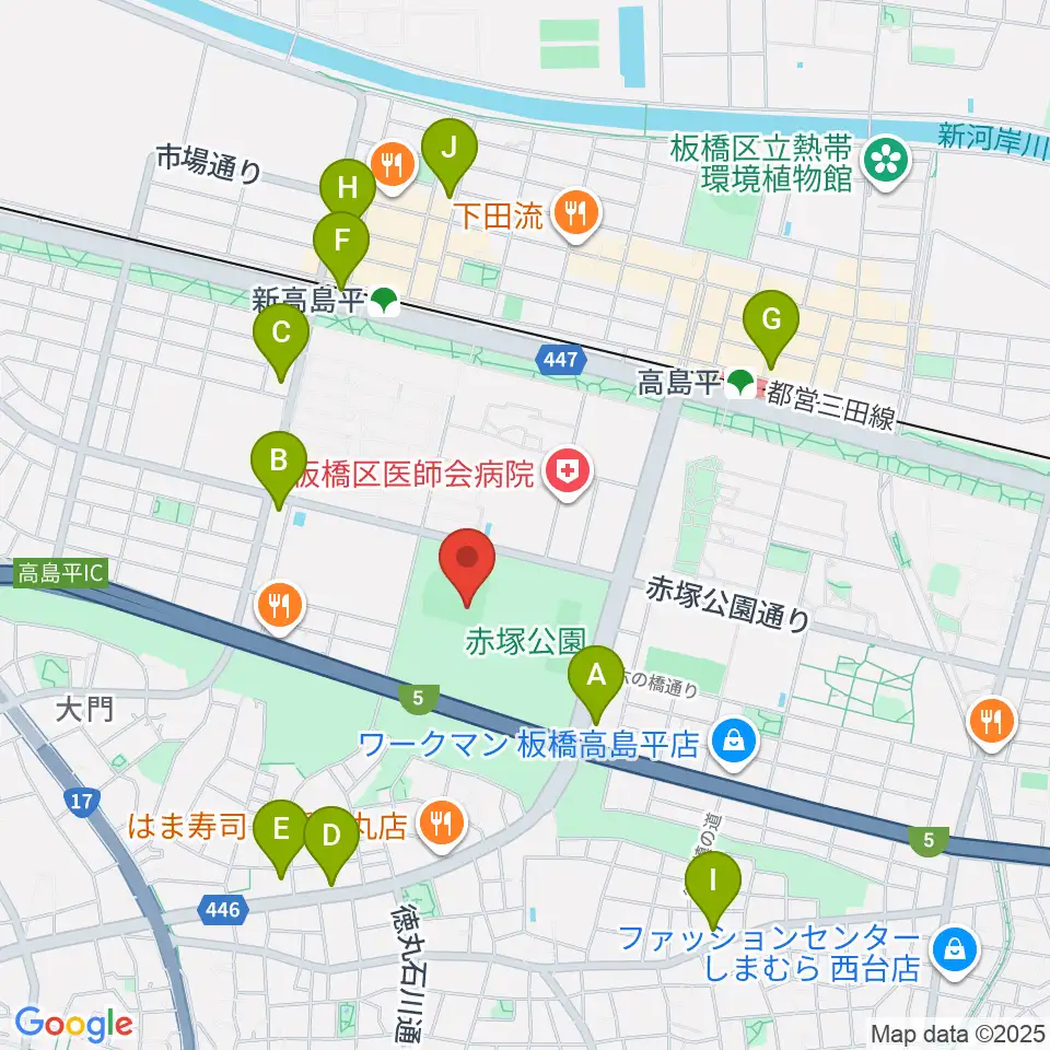 赤塚公園野球場周辺のコンビニエンスストア一覧地図