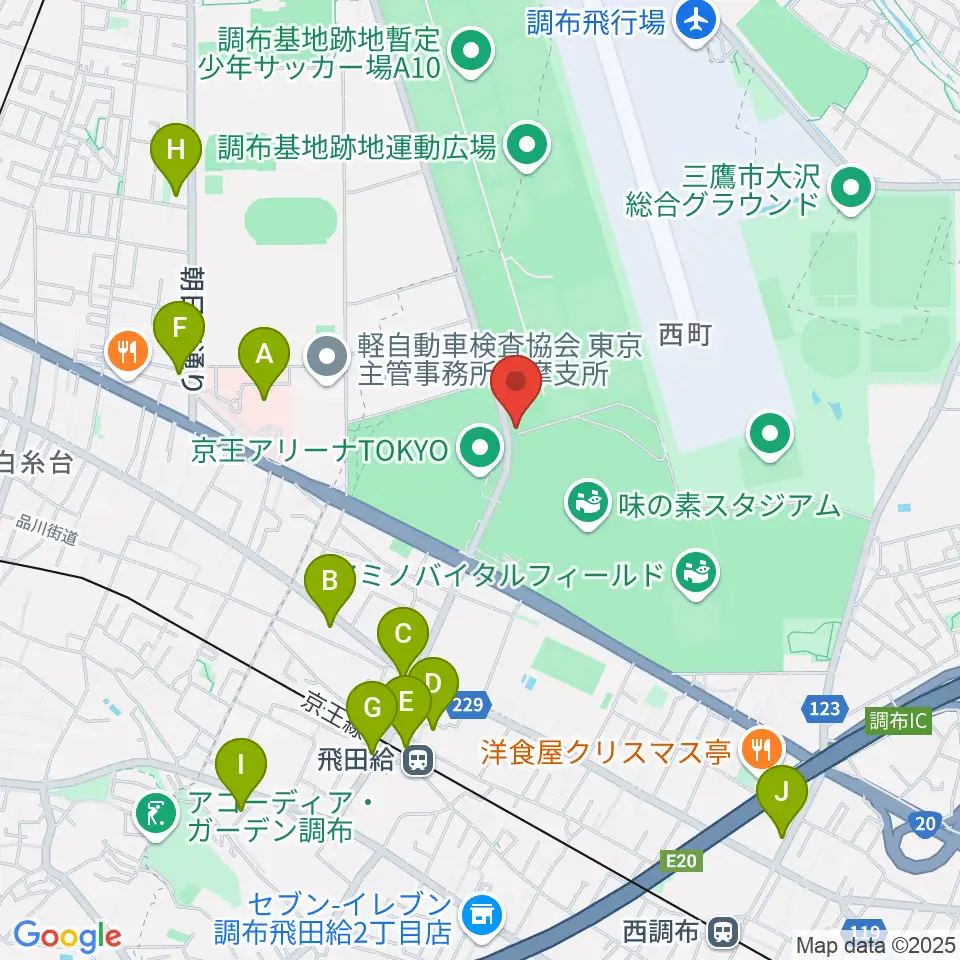 ミズノフットサルプラザ調布周辺のコンビニエンスストア一覧地図