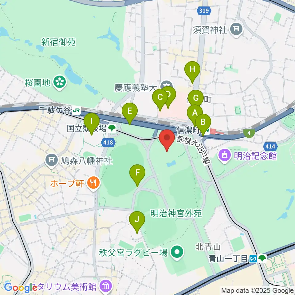 聖徳記念絵画館周辺のコンビニエンスストア一覧地図