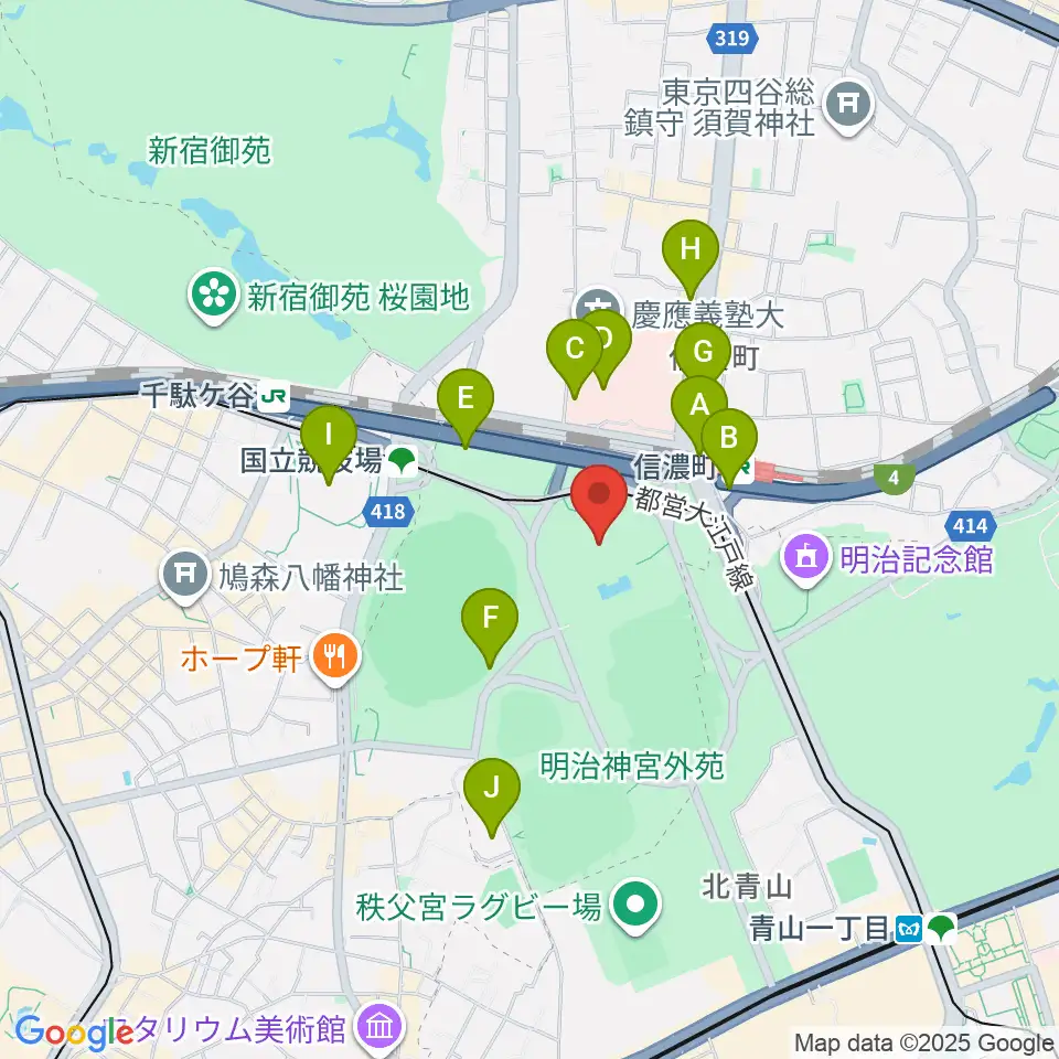 聖徳記念絵画館周辺のコンビニエンスストア一覧地図