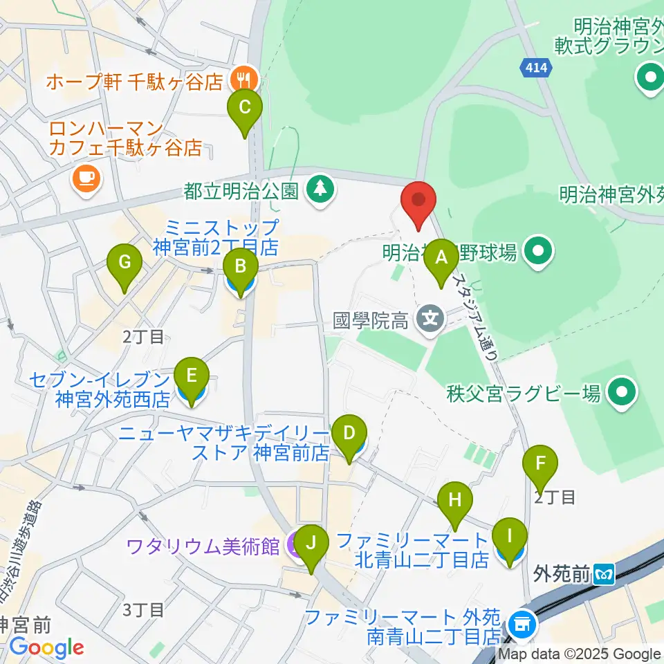 日本オリンピックミュージアム周辺のコンビニエンスストア一覧地図