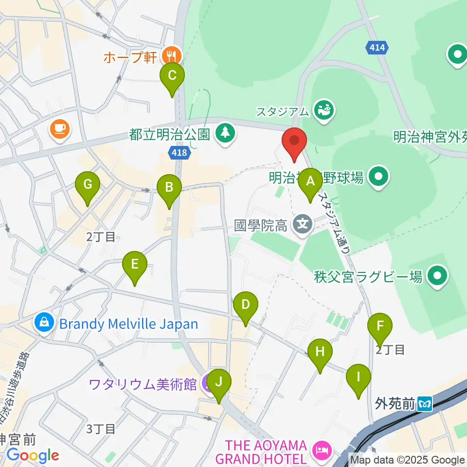 日本オリンピックミュージアム周辺のコンビニエンスストア一覧地図