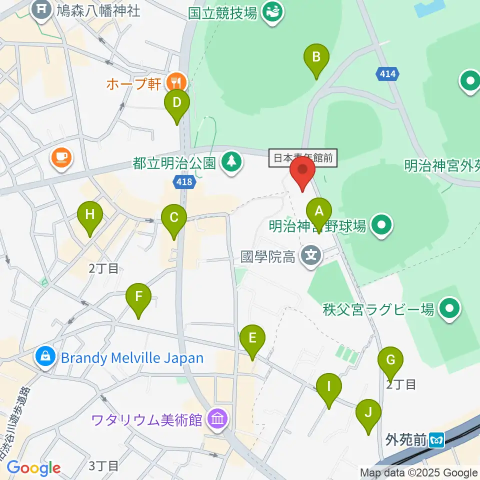 日本オリンピックミュージアム周辺のコンビニエンスストア一覧地図