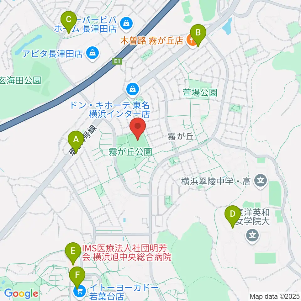 霧が丘公園グラウンド周辺のコンビニエンスストア一覧地図