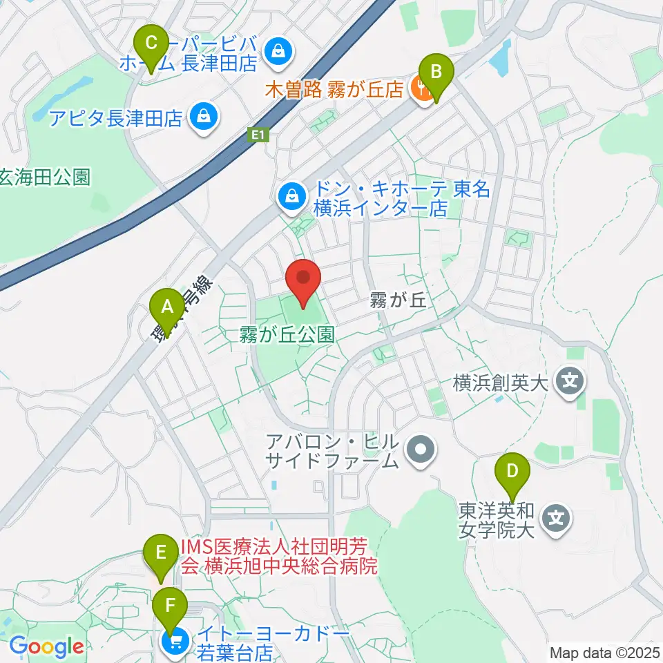 霧が丘公園グラウンド周辺のコンビニエンスストア一覧地図