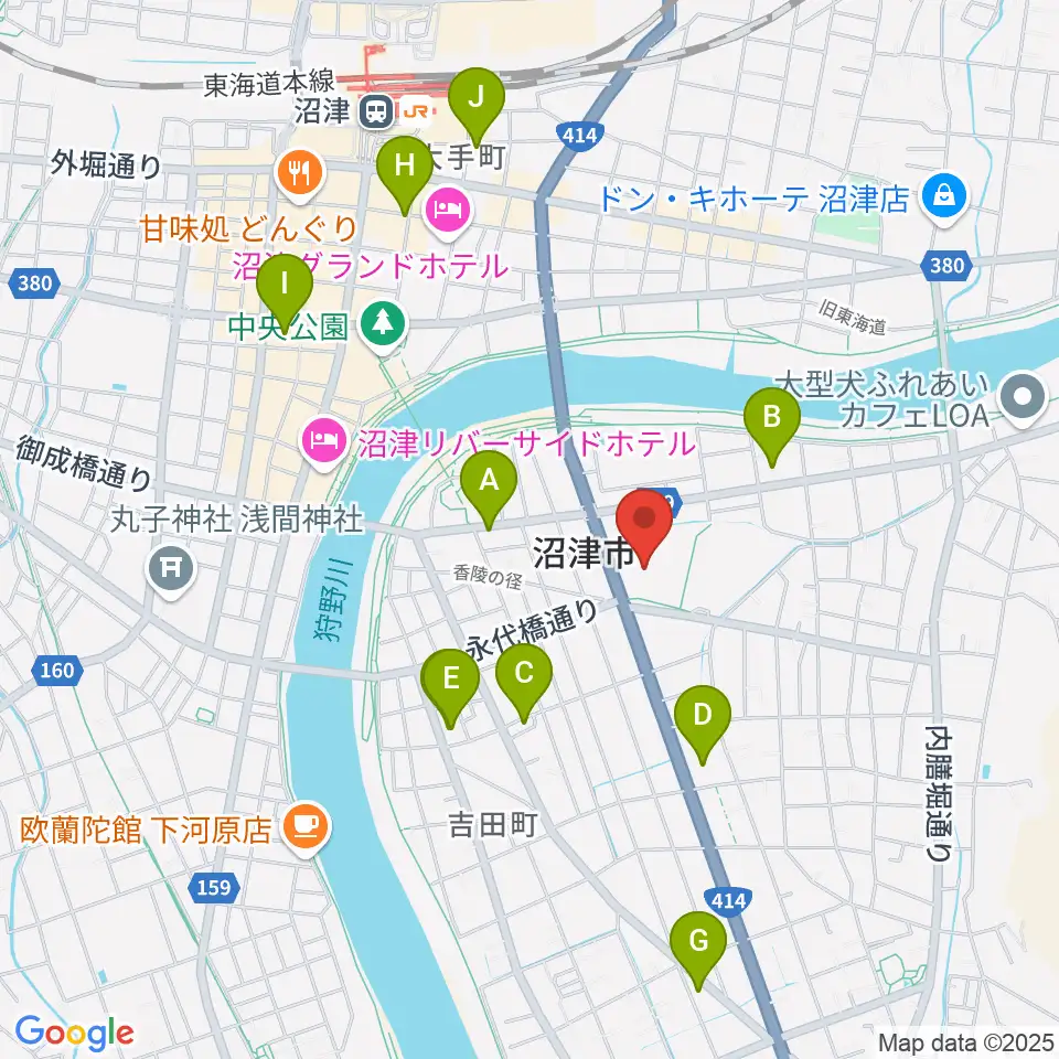 香陵アリーナ 沼津市総合体育館周辺のコンビニエンスストア一覧地図