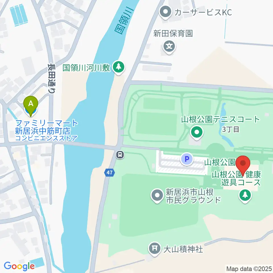 新居浜市山根総合体育館周辺のコンビニエンスストア一覧地図