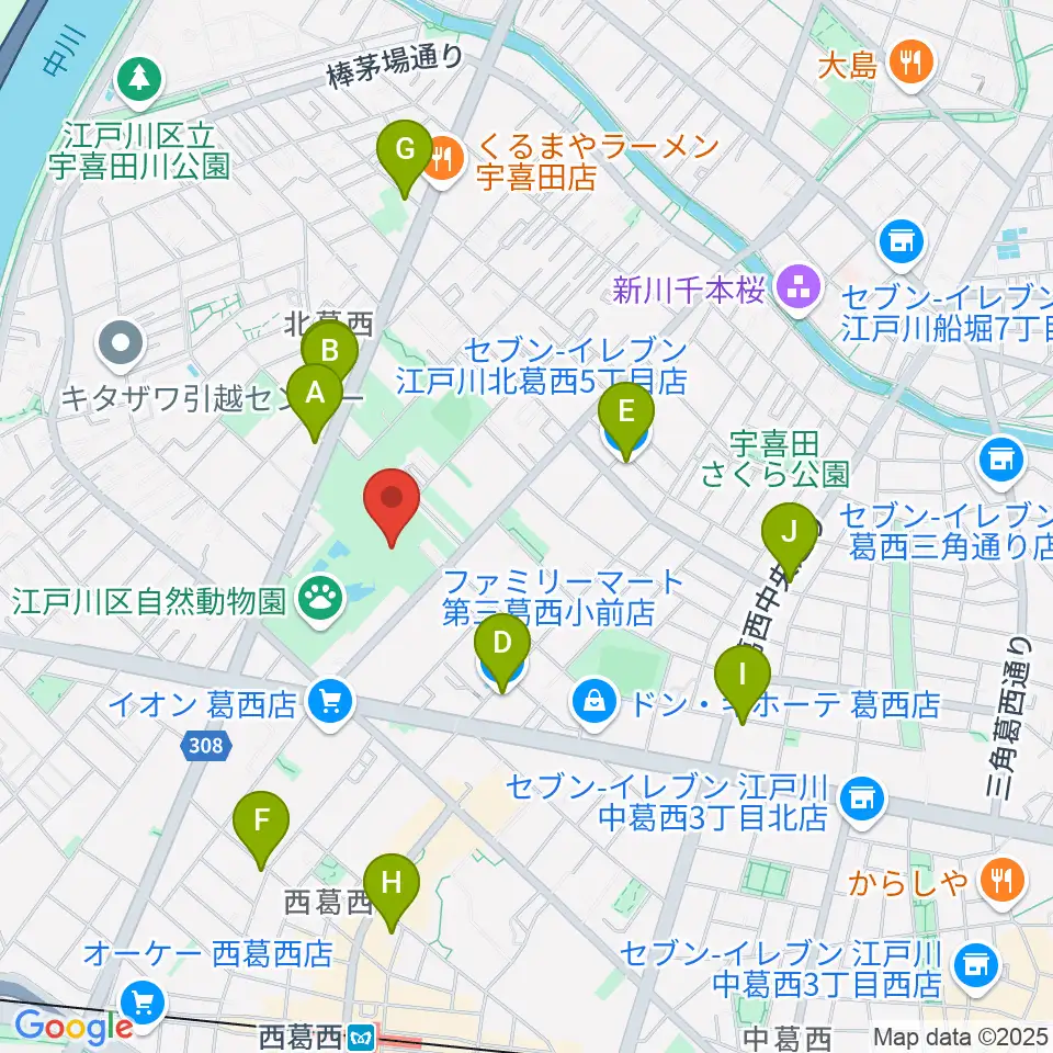 宇喜田公園スポーツ広場周辺のコンビニエンスストア一覧地図