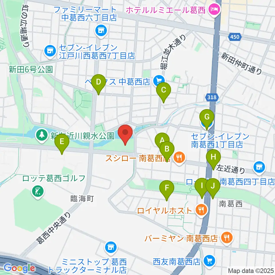 葛西ラグビースポーツパーク周辺のコンビニエンスストア一覧地図