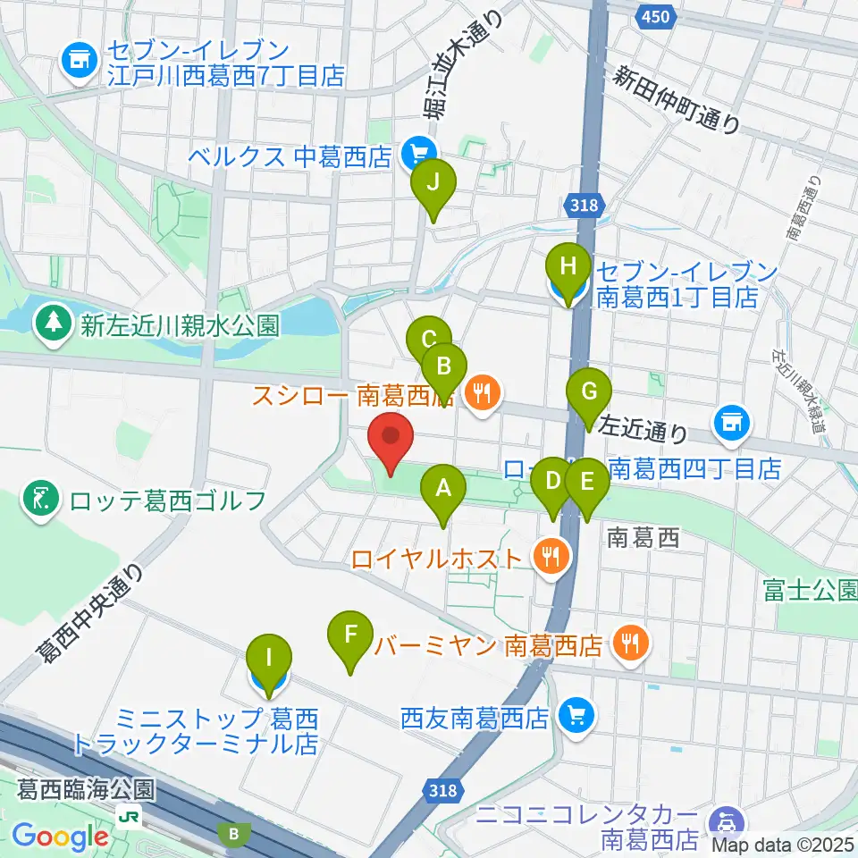 南葛西少年野球広場周辺のコンビニエンスストア一覧地図