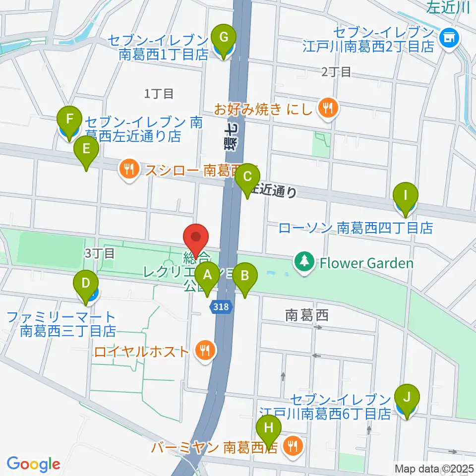 江戸川区総合レクリエーション公園相撲場周辺のコンビニエンスストア一覧地図