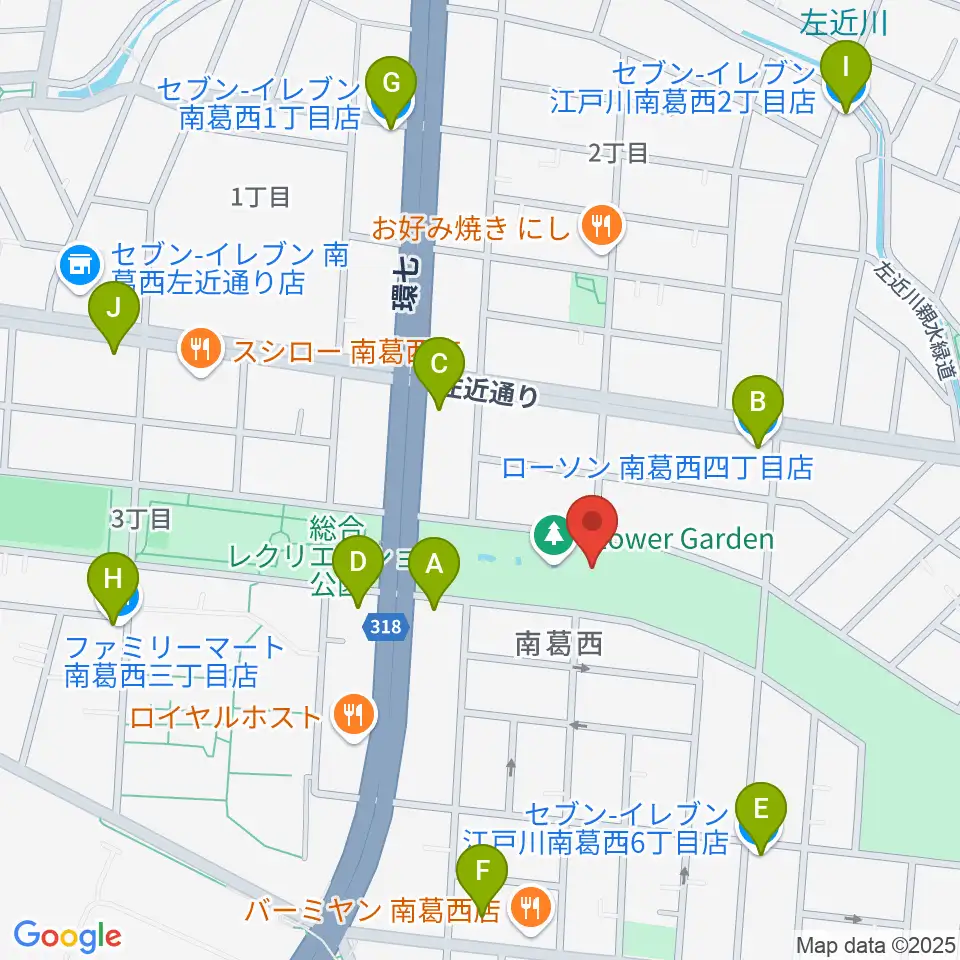フラワーガーデンステージ周辺のコンビニエンスストア一覧地図