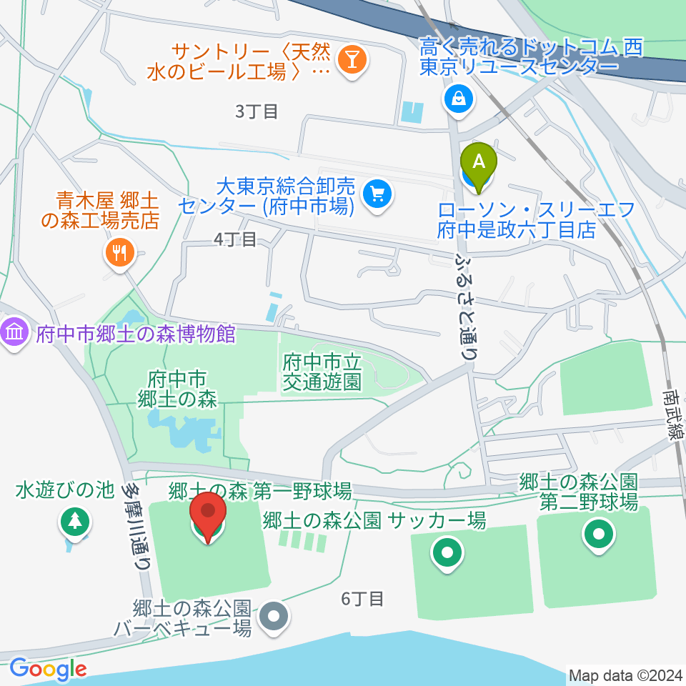 郷土の森第一野球場周辺のコンビニエンスストア一覧地図