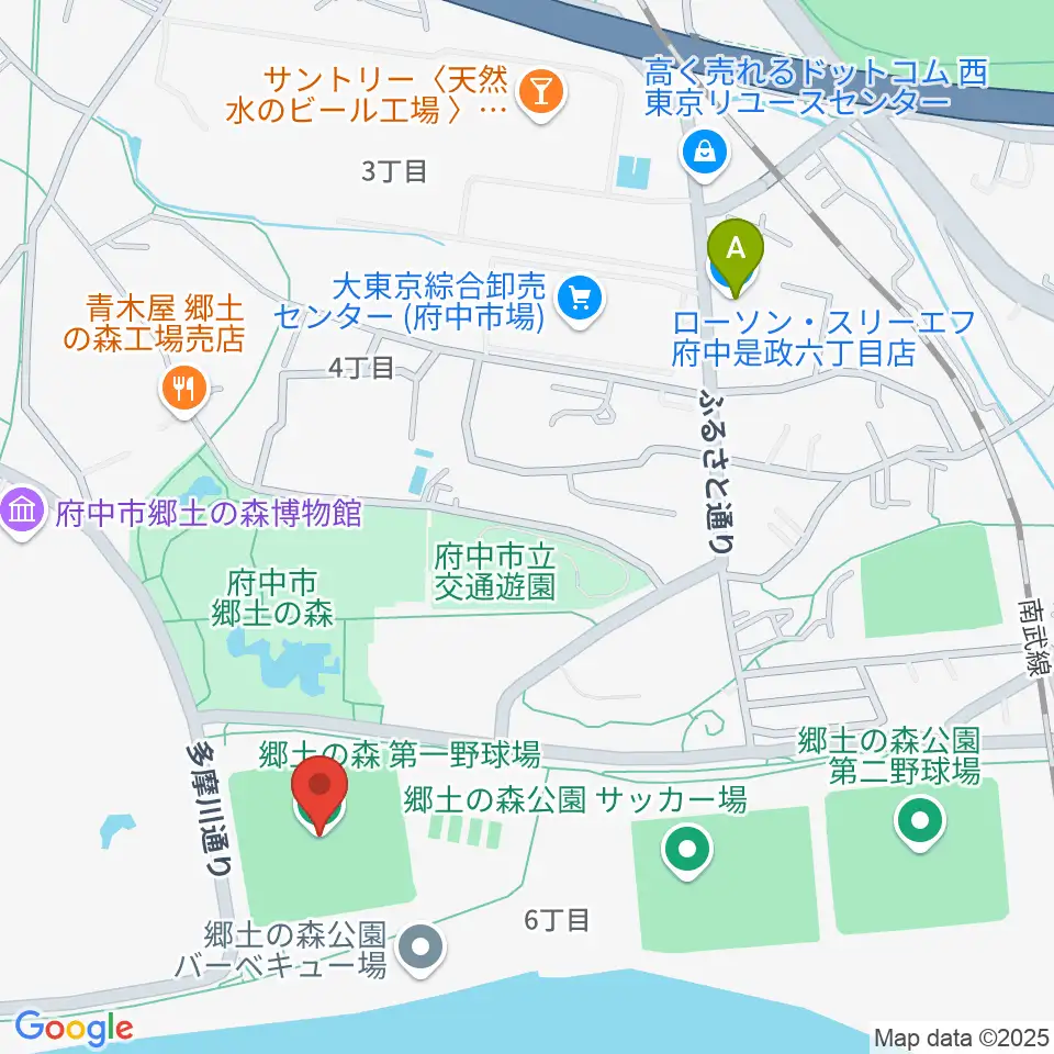 郷土の森第一野球場周辺のコンビニエンスストア一覧地図