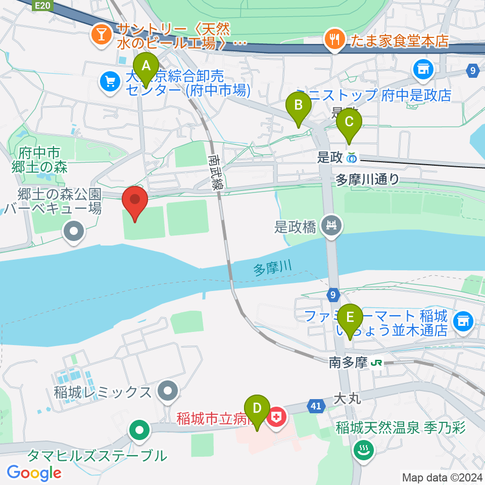 郷土の森サッカー場周辺のコンビニエンスストア一覧地図