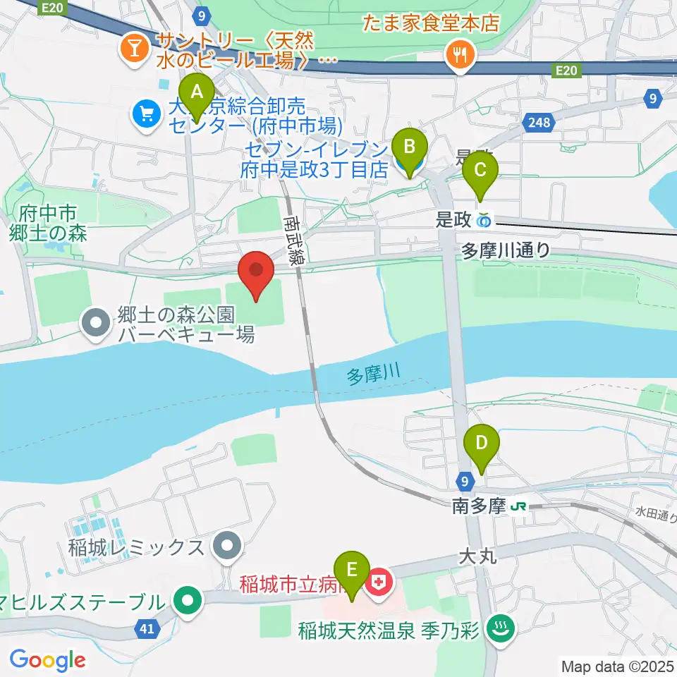 郷土の森第二野球場周辺のコンビニエンスストア一覧地図