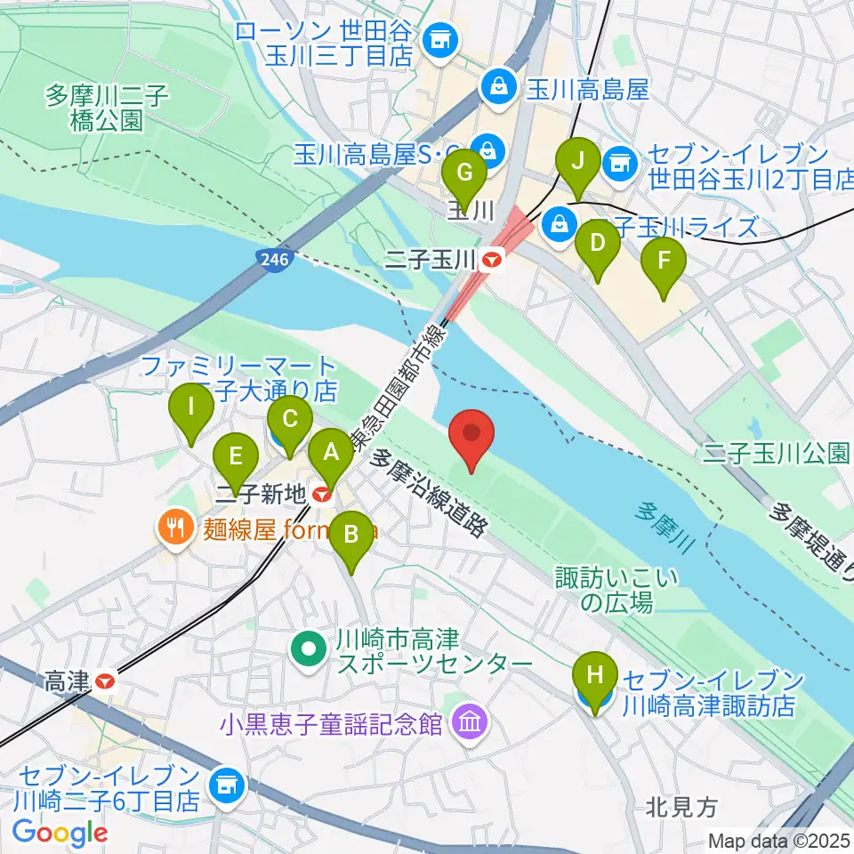 瀬田少年野球場周辺のコンビニエンスストア一覧地図