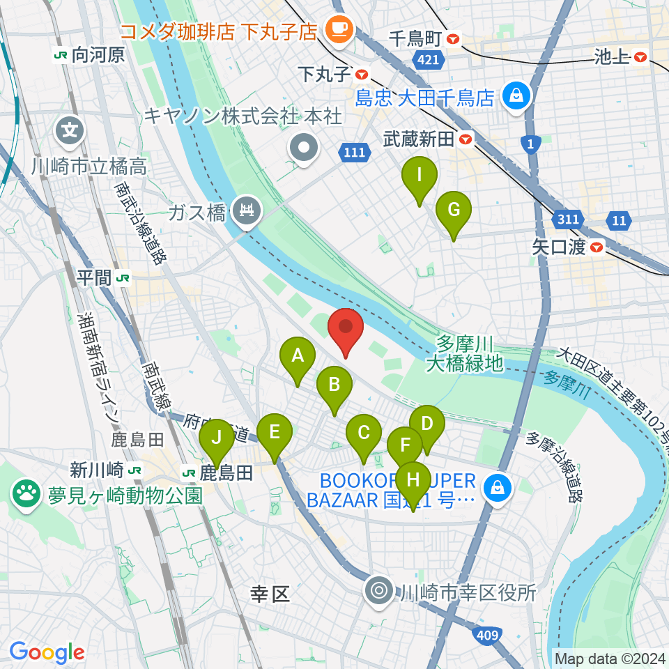 古市場陸上競技場周辺のコンビニエンスストア一覧地図