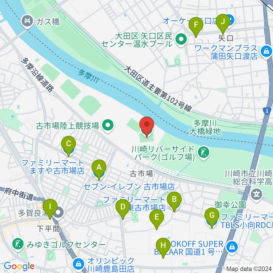 古市場サッカー場周辺のコンビニエンスストア一覧地図