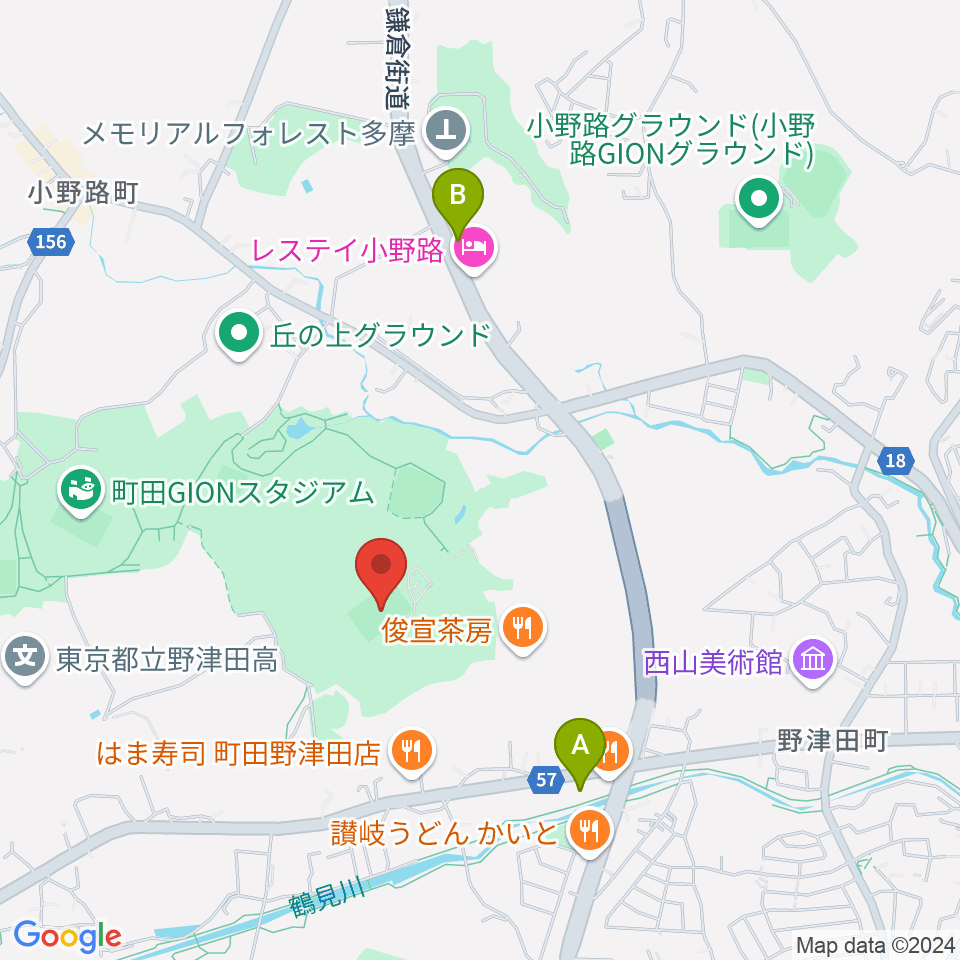 上の原グラウンド周辺のコンビニエンスストア一覧地図