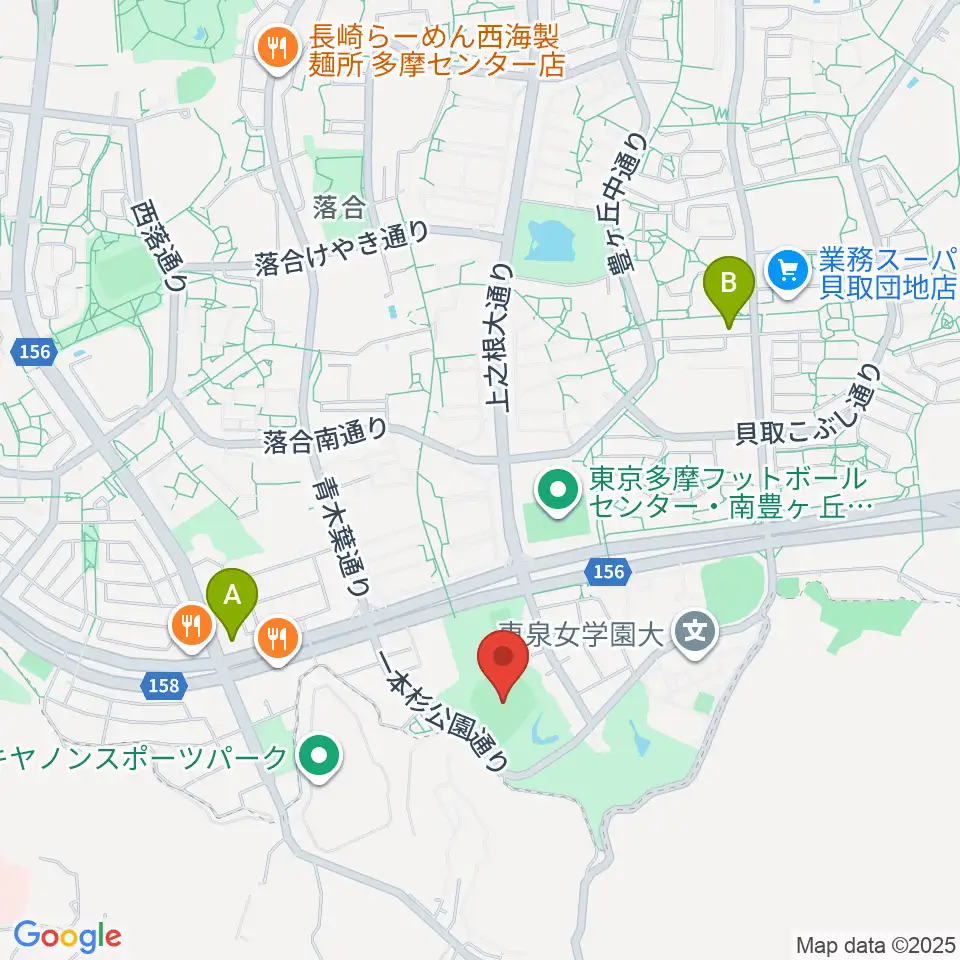 新日本物流スタジアム多摩周辺のコンビニエンスストア一覧地図