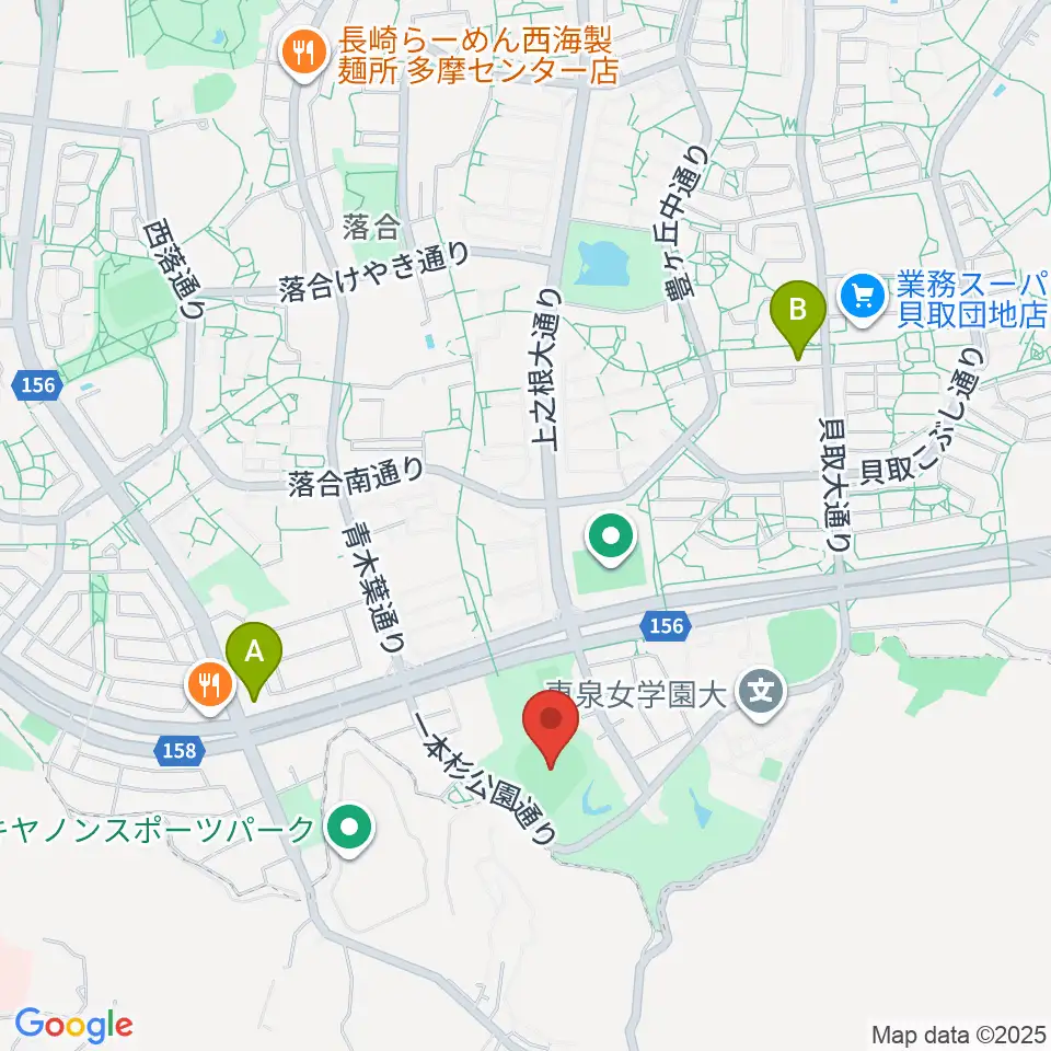 新日本物流スタジアム多摩周辺のコンビニエンスストア一覧地図