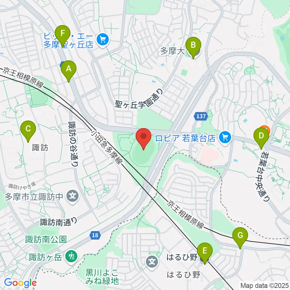 多摩市立陸上競技場周辺のコンビニエンスストア一覧地図