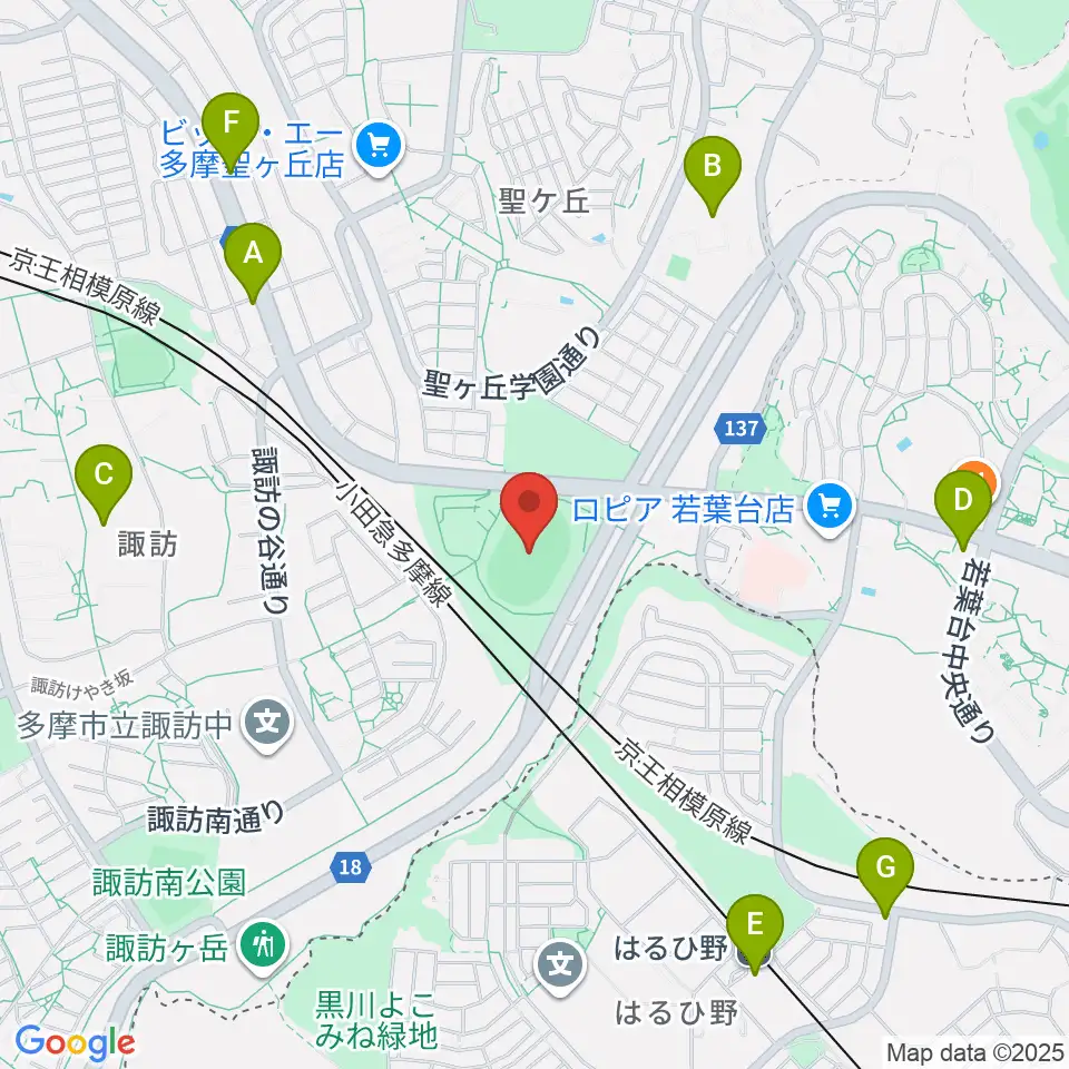 多摩市立陸上競技場周辺のコンビニエンスストア一覧地図