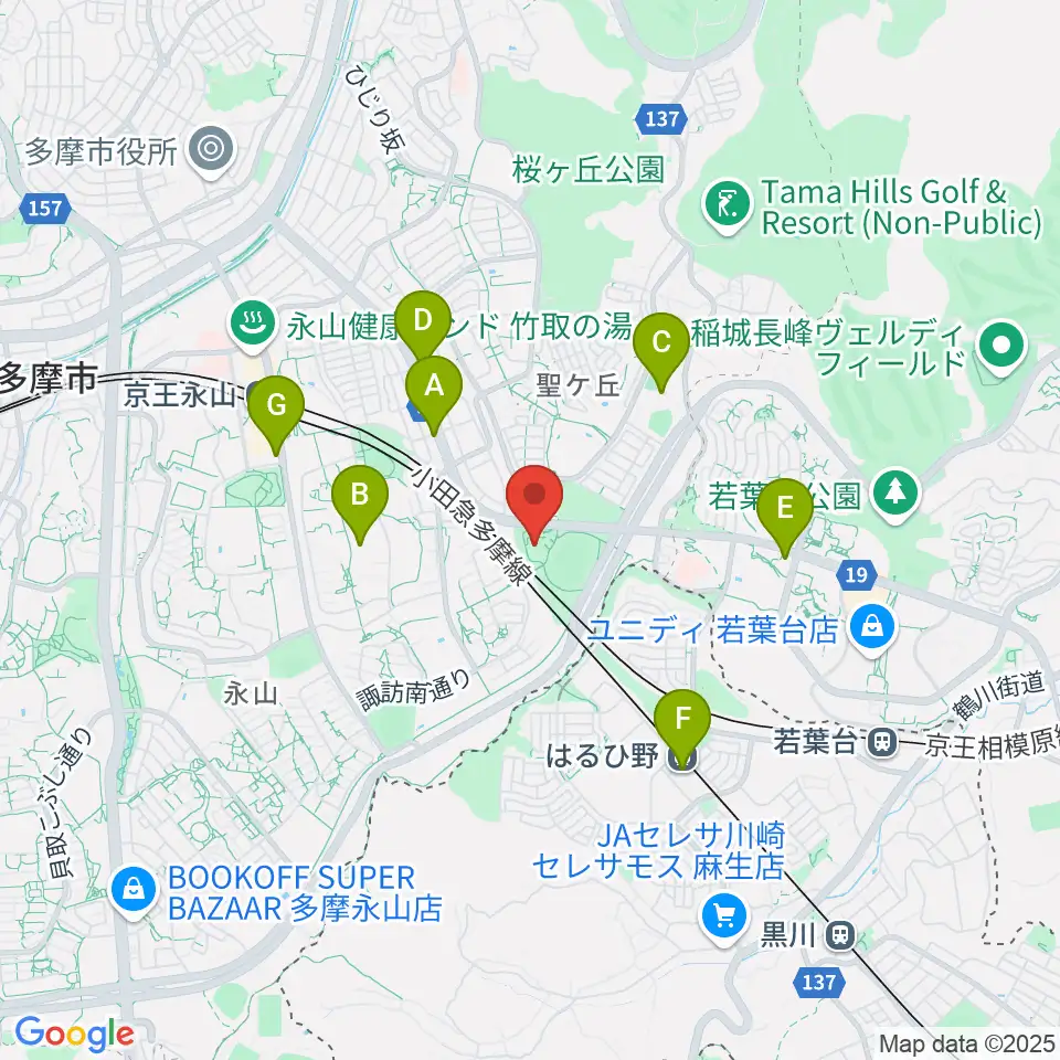 多摩市立武道館周辺のコンビニエンスストア一覧地図