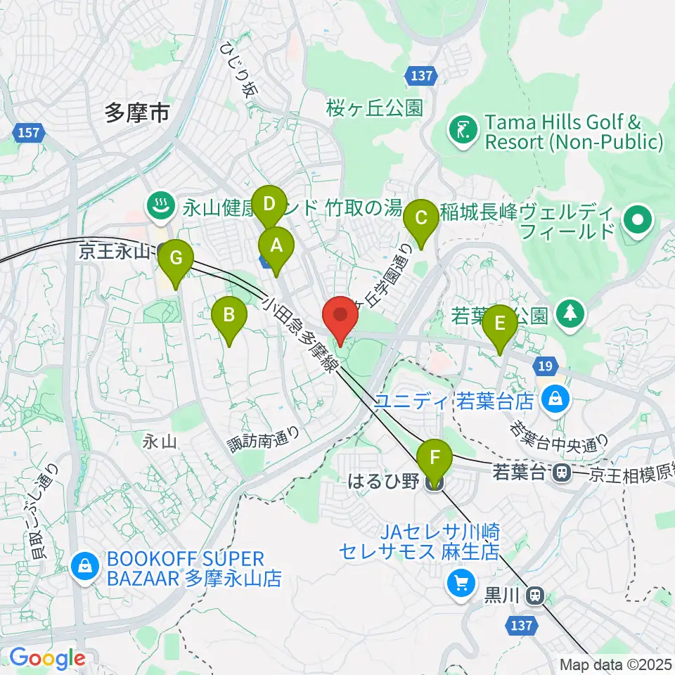 多摩市立武道館周辺のコンビニエンスストア一覧地図