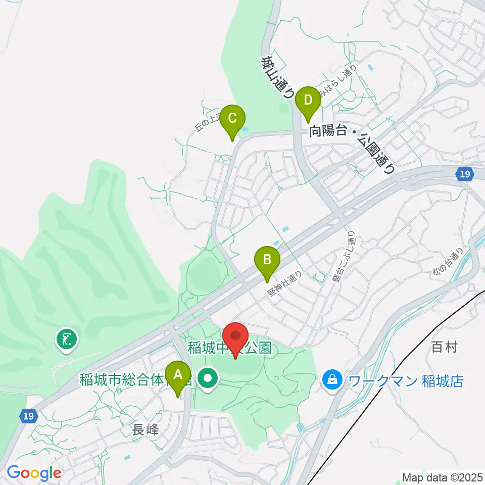 稲城中央公園総合グラウンド周辺のコンビニエンスストア一覧地図