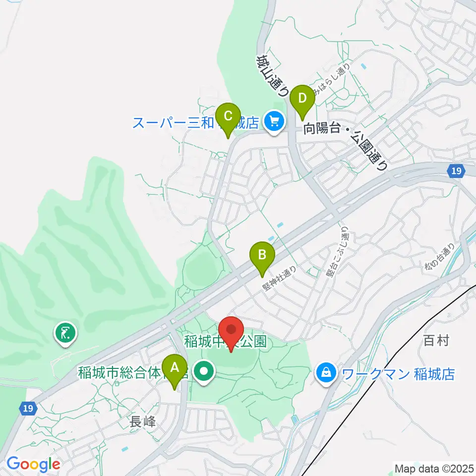 稲城中央公園総合グラウンド周辺のコンビニエンスストア一覧地図