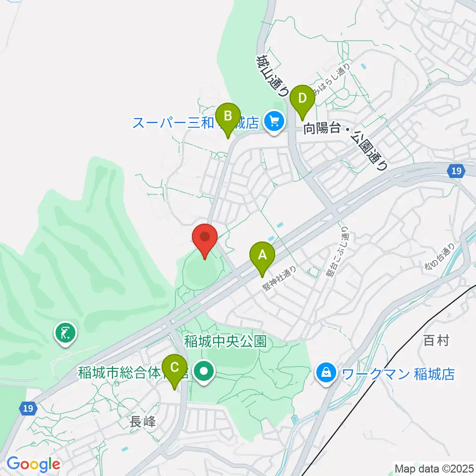 稲城中央公園野球場周辺のコンビニエンスストア一覧地図