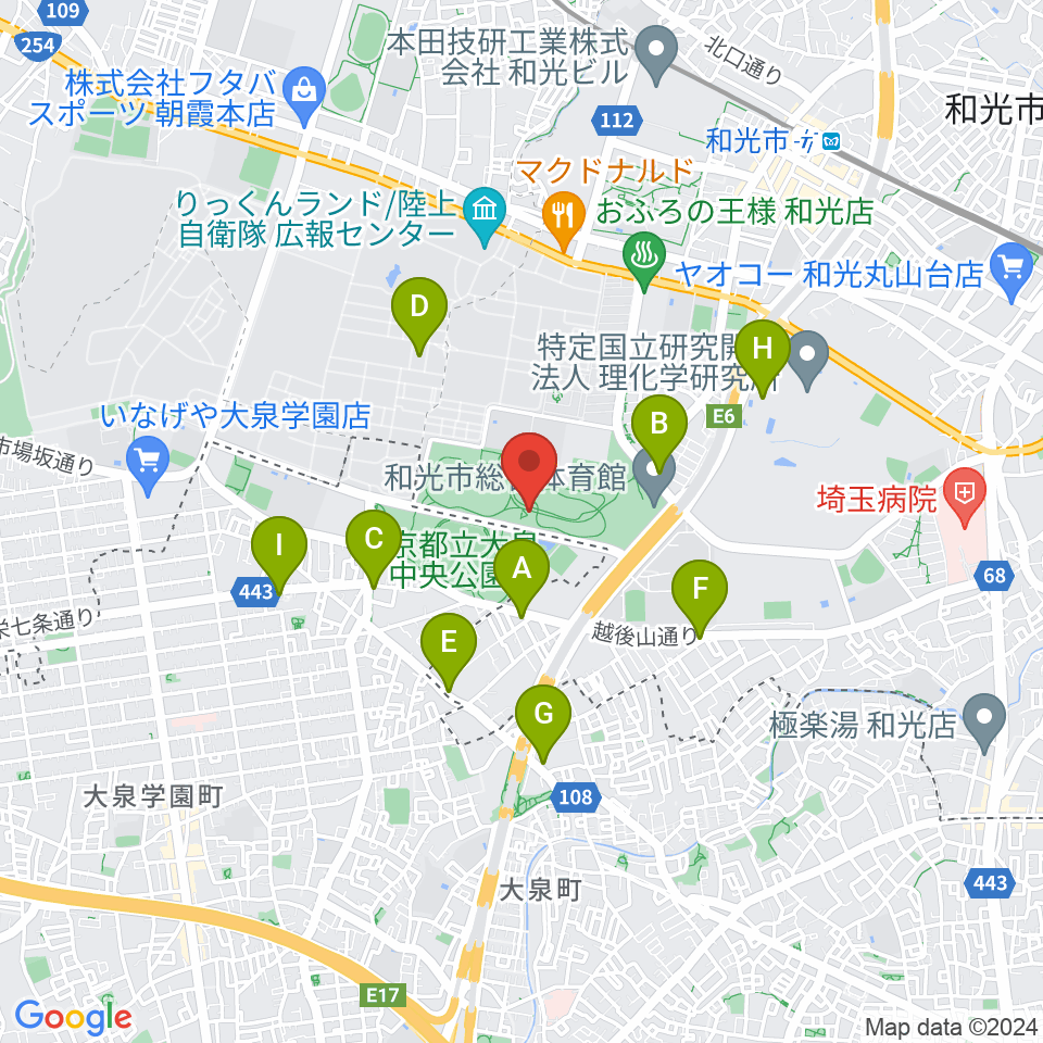 和光市総合体育館周辺のコンビニエンスストア一覧地図