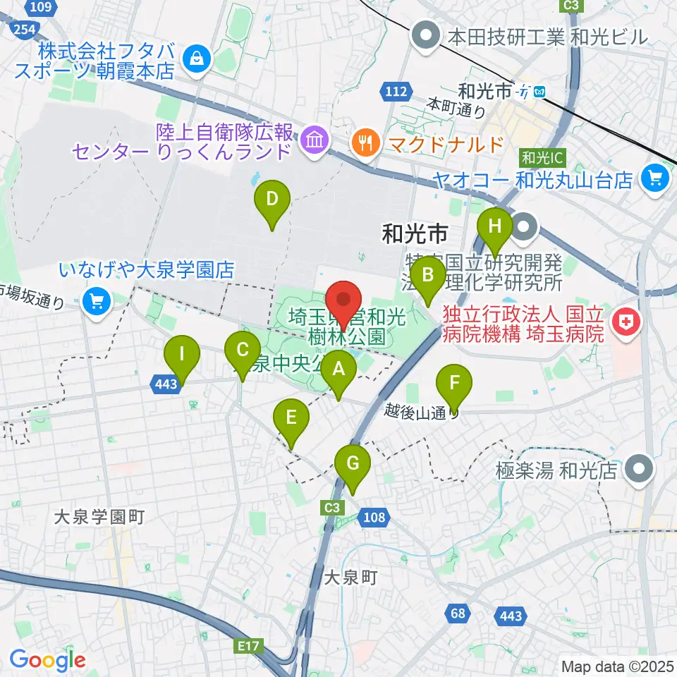 和光市総合体育館周辺のコンビニエンスストア一覧地図