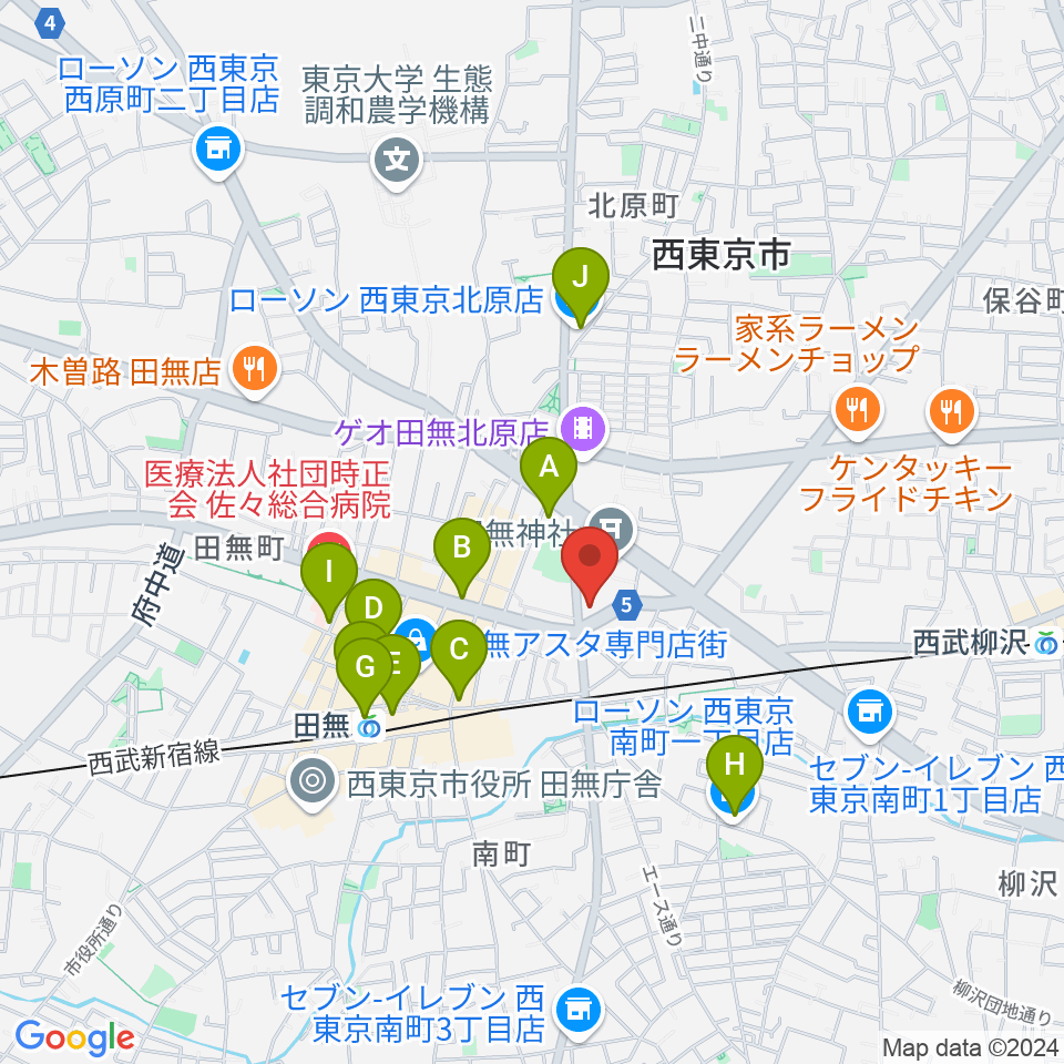 J:COMコール田無周辺のコンビニエンスストア一覧地図