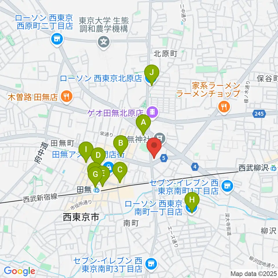 J:COMコール田無周辺のコンビニエンスストア一覧地図