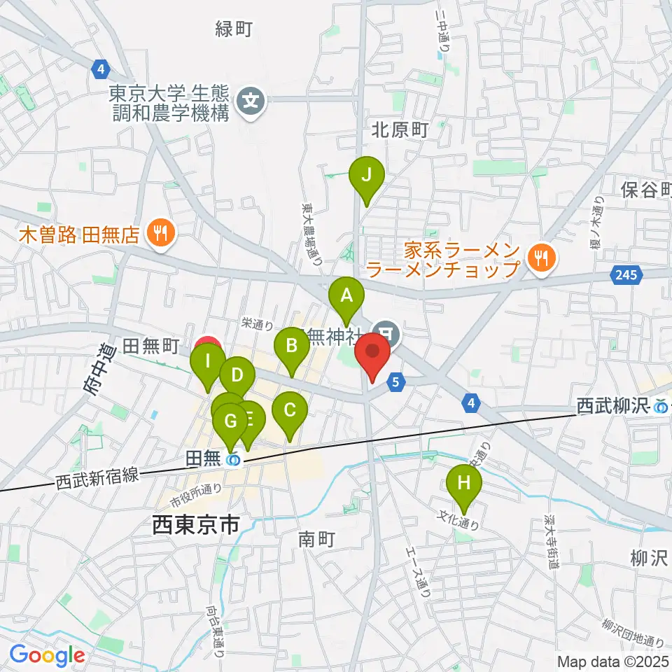 J:COMコール田無周辺のコンビニエンスストア一覧地図