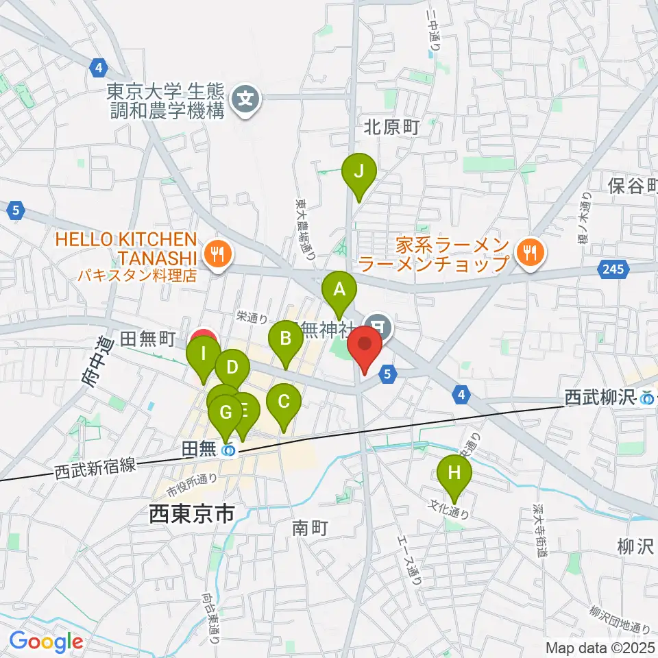 J:COMコール田無周辺のコンビニエンスストア一覧地図