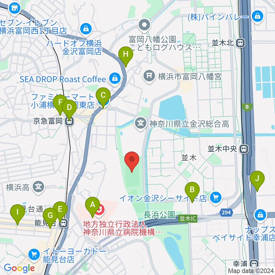 長浜公園サッカー場周辺のコンビニエンスストア一覧地図