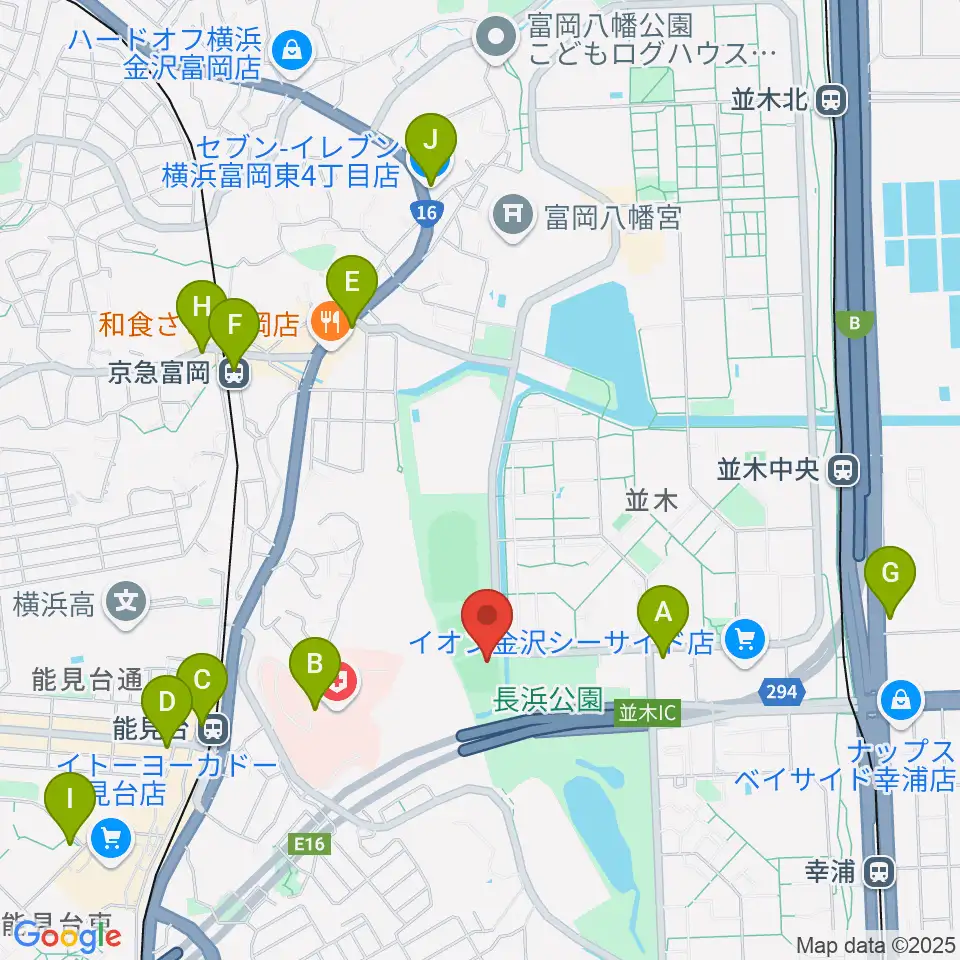 長浜公園野球場周辺のコンビニエンスストア一覧地図